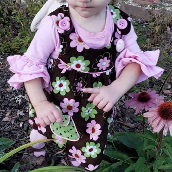 Bonnie Baby Corduroy Jumper Dress with Ruffle Sleeve Shirt - Picture 4 of 9